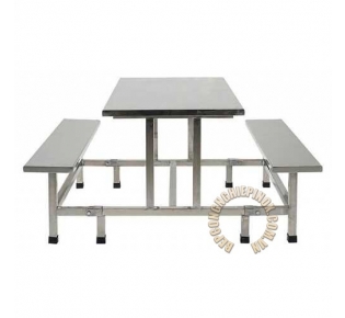 Bàn ăn công nghiệp inox dính liền băng ghế giá rẻ