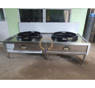 Bếp á 2 họng quạt thổi và bầu nước giá rẻ tại bepcongnghiepinox