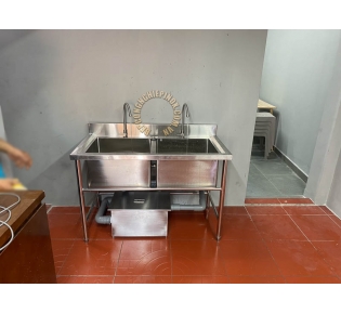 Bàn chậu rửa công nghiệp 2 hộc giá rẻ