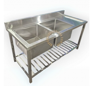 Chậu rửa inox công nghiệp 2 hộc giá rẻ