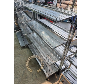 Kệ inox 4 tầng đục lỗ giá rẻ