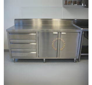 Tủ inox 2 cửa mở có hộc kéo giá rẻ