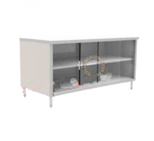 Tủ inox 2 tầng cửa kính lùa giá rẻ