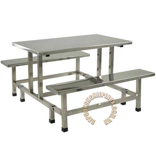 Bàn ăn công nghiệp inox dính liền bằng ghế giá rẻ tận xưởng