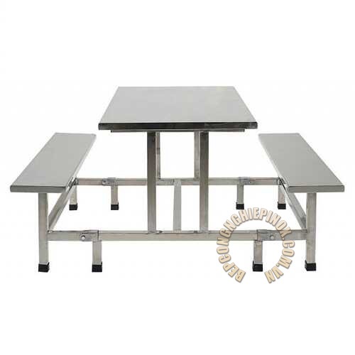 Thi công bàn ăn công nghiệp inox dính liền băng ghế giá rẻ