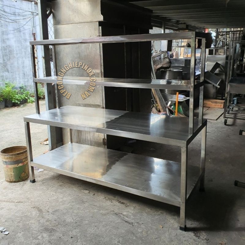 Bàn inox có kệ trên phẳng chất lượng bepcongnghiepinox