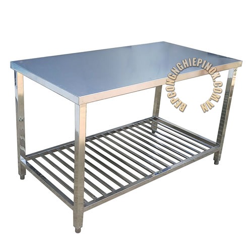 Xưởng sản xuất bàn inox có một kệ song chất lượng