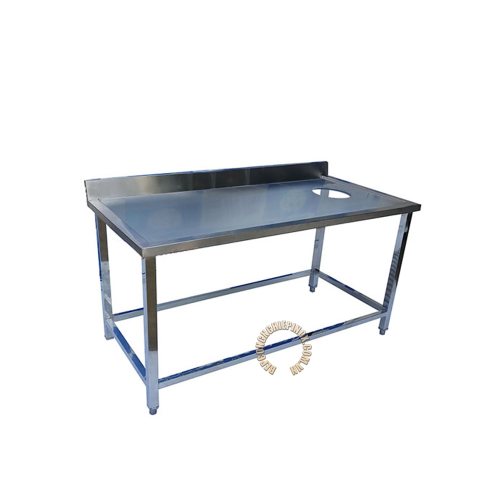 Bàn có lỗ xả rác inox cao cấp tại bepcongnghiepinox