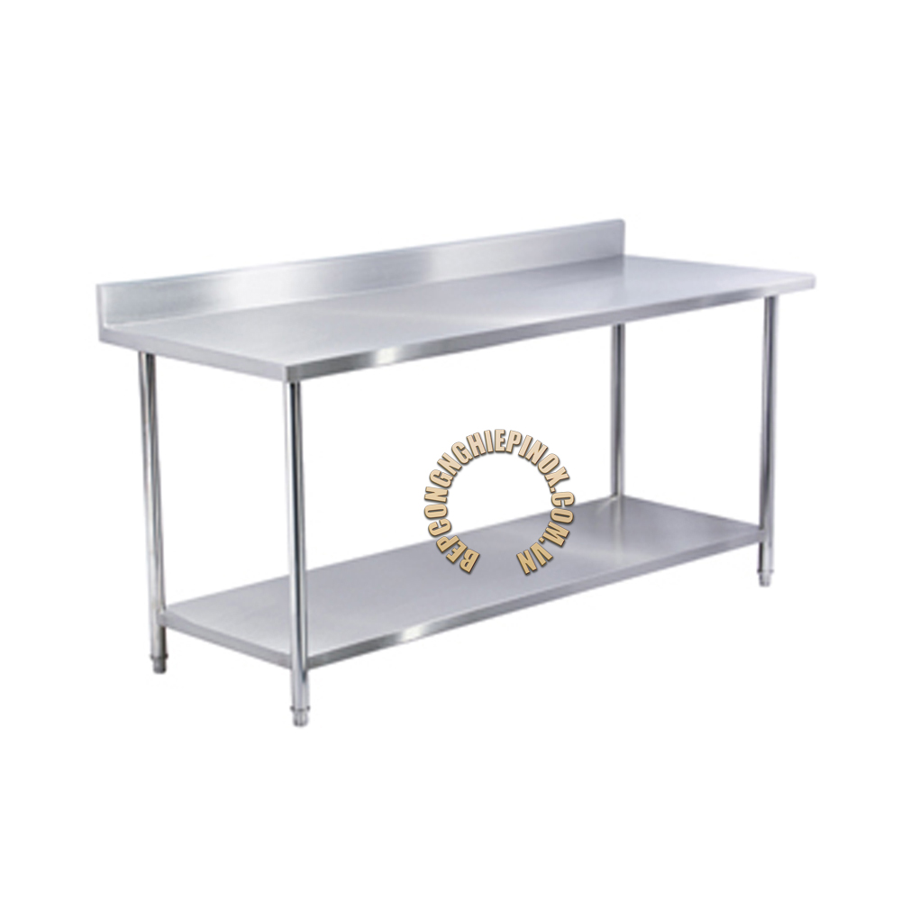 Giá bàn inox phẳng 2 tầng có gáy giá rẻ tận gốc