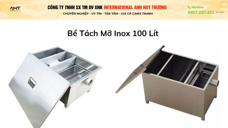 Bể tách mỡ inox 100 lít uy tín