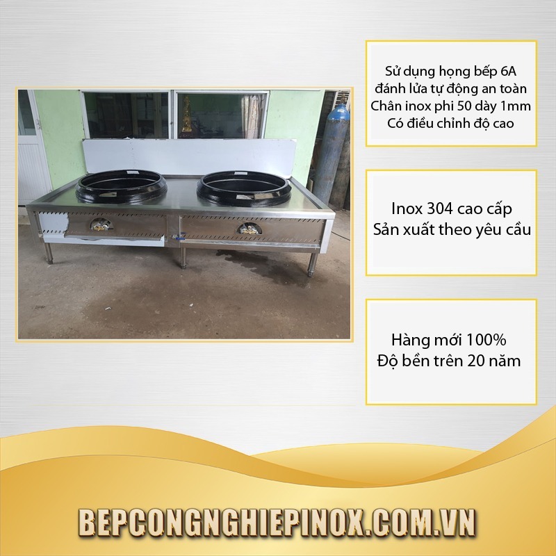 Bếp Á 2 họng quạt thổi có bầu nước uy tín sản xuất tại bepcongnghiepinox AHT