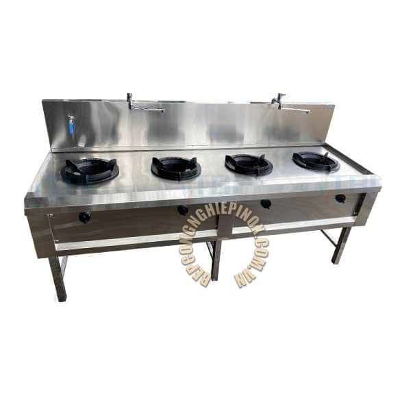 Giá bếp á 4 họng kiềng gang inox 304 sản xuất tại bepcongnghiepinox AHT