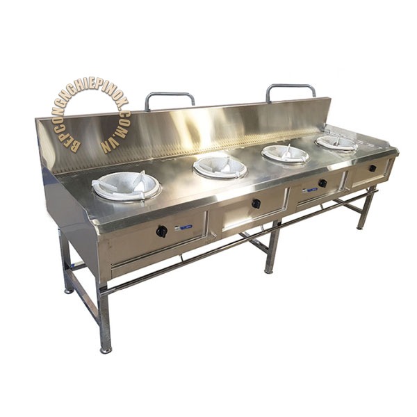 Bếp công nghiệp inox 4 họng chất lượng uy tín tại bepcongnghiepinox AHT