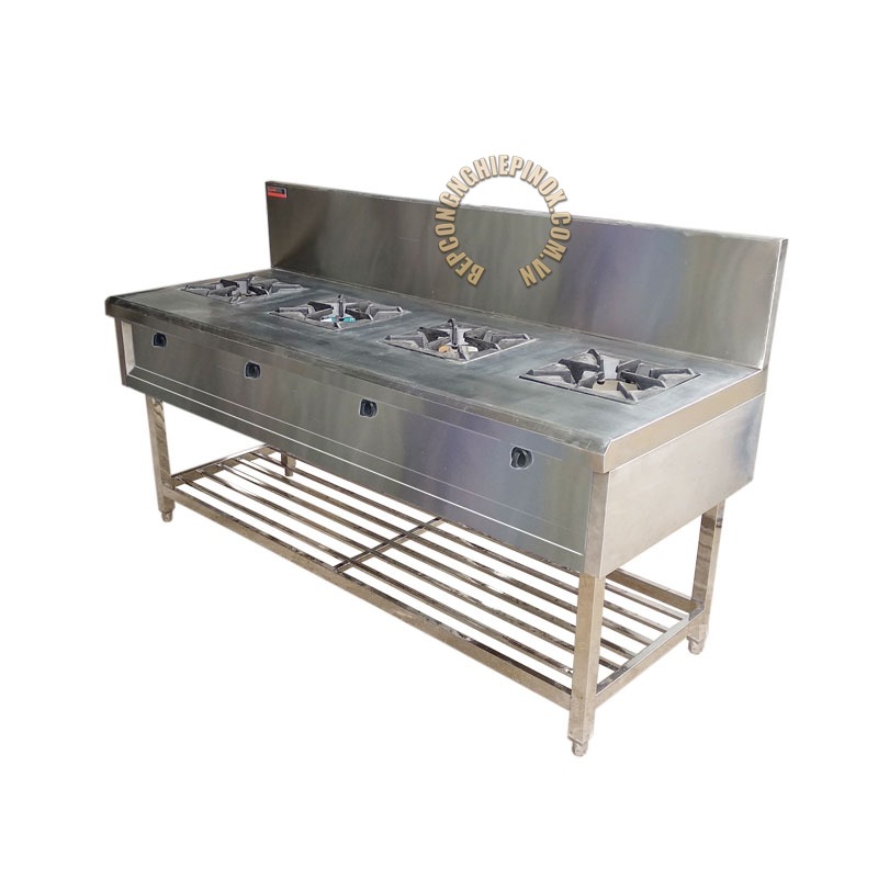 Giá Bếp á lai âu 4 họng đốt chất lượng bếp công nghiệp inox Anh Huy Trương