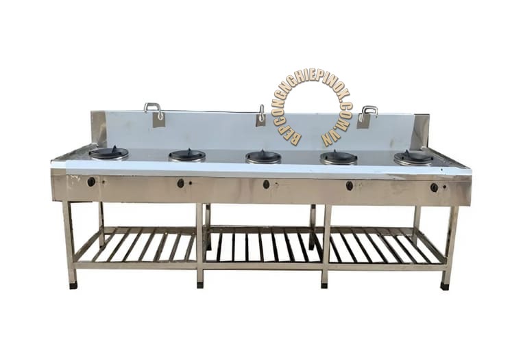 Bếp á công nghiệp 5 họng kiềng gang giá tận xưởng bepcongnghiepinox