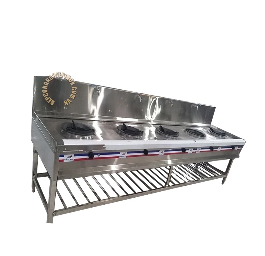 bếp công nghiệp inox 5 họng đốt kiềng gang uy tín tại bepcongnghiepinox