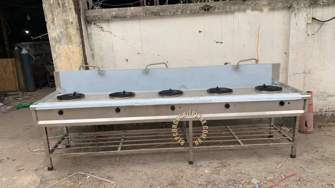 bếp công nghiệp inox 5 họng đốt kiềng gang chất lượng cao bepcongnghiepinox AHT