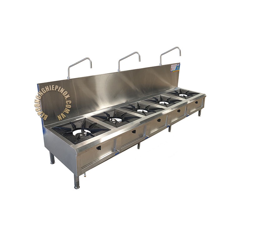 Giá bếp á 5 họng kiềng vuông bếp công nghiệp inox Anh Huy Trương
