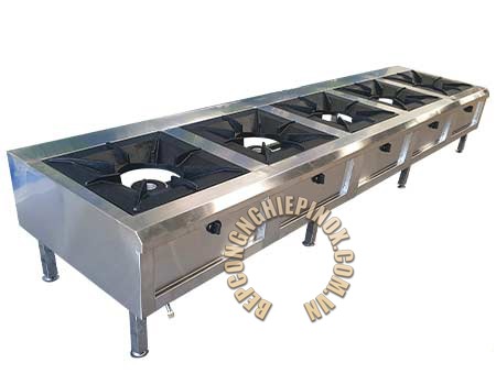 Giá bếp á 5 họng kiềng vuông uy tín bếp công nghiệp inox Anh Huy Trương