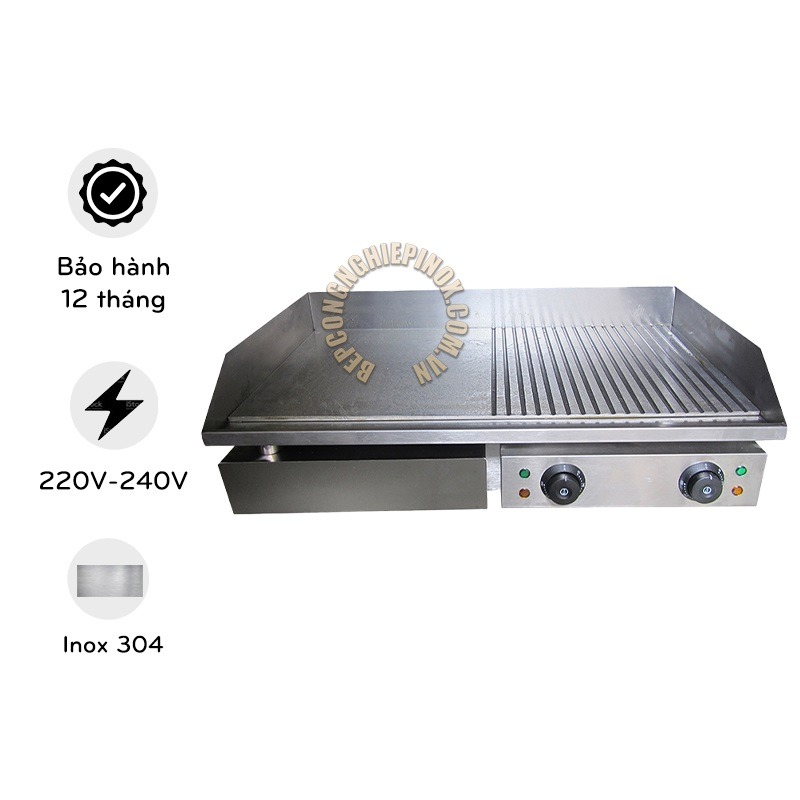 Bếp chiên nửa nhám nửa phẳng dùng điện có kệ