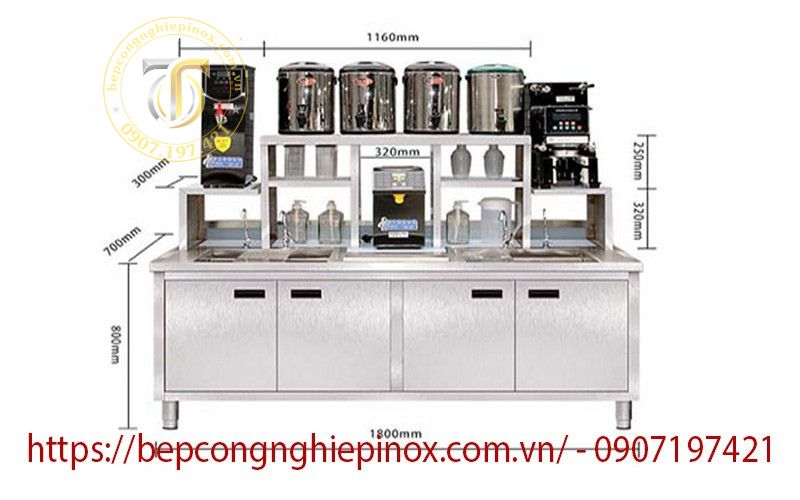 Quầy bar pha chế trà sữa mét 8
